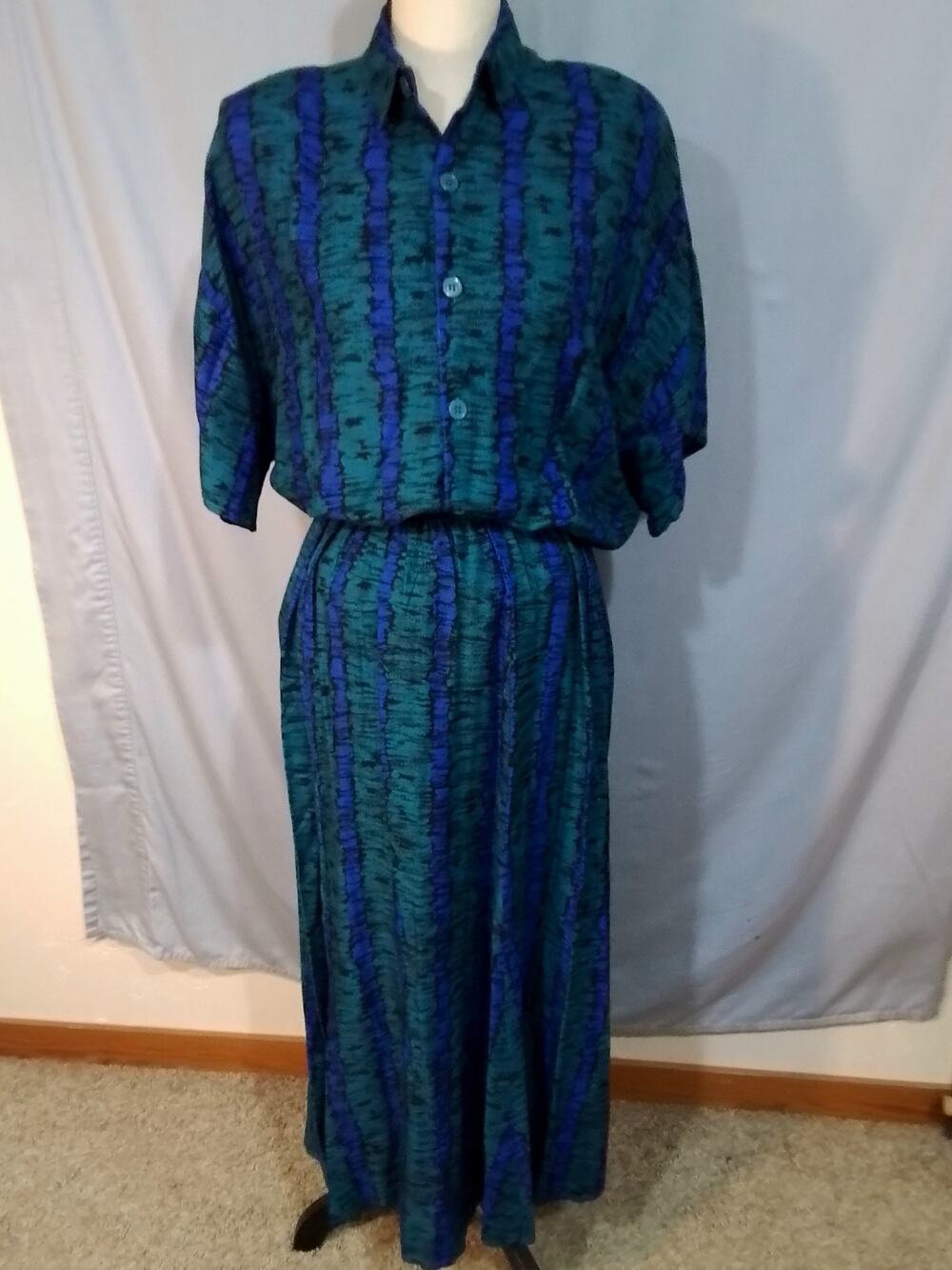 California Krush ; Blue and green skirt and blouse  set.